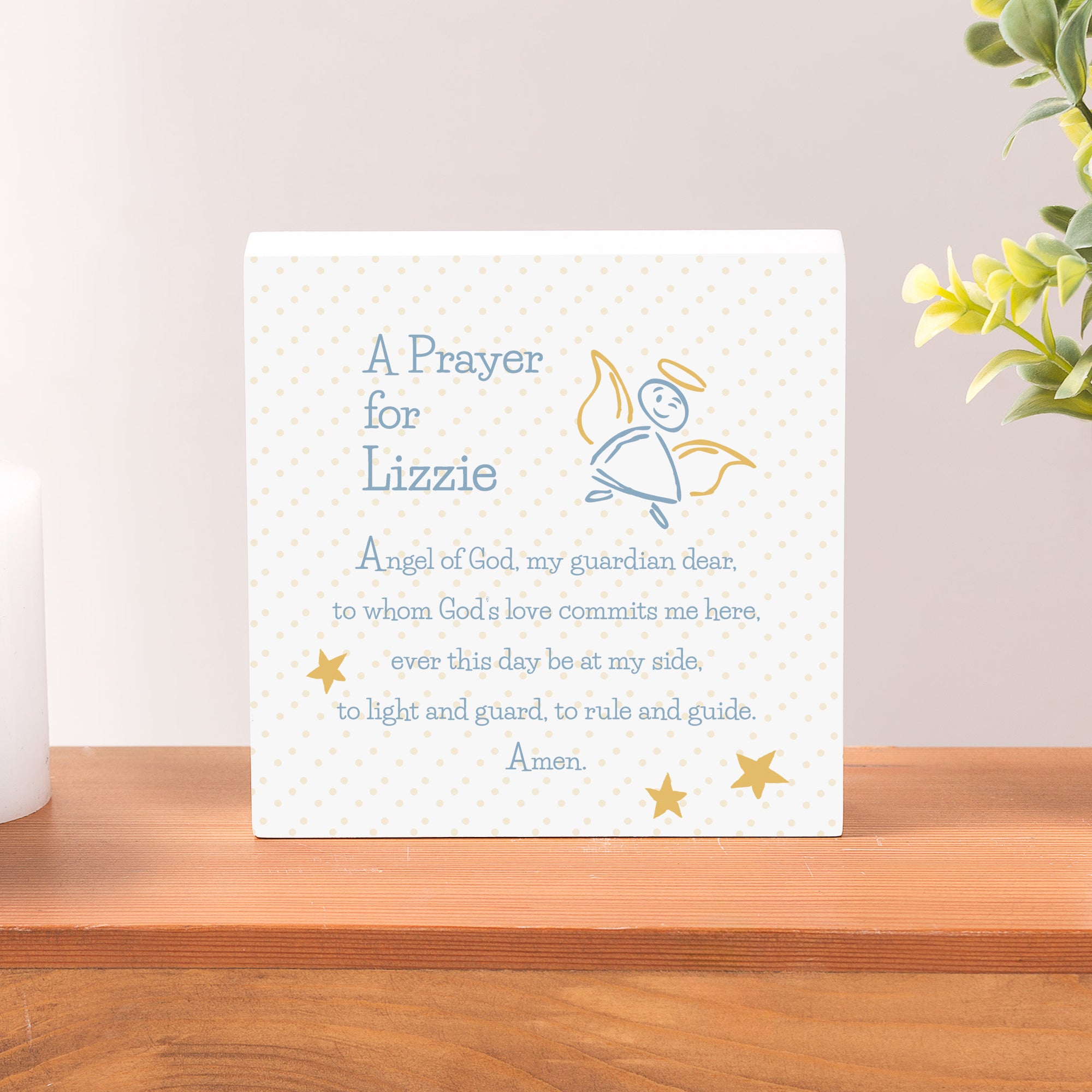 Personalized Guardian Angel Prayer Block - 5"