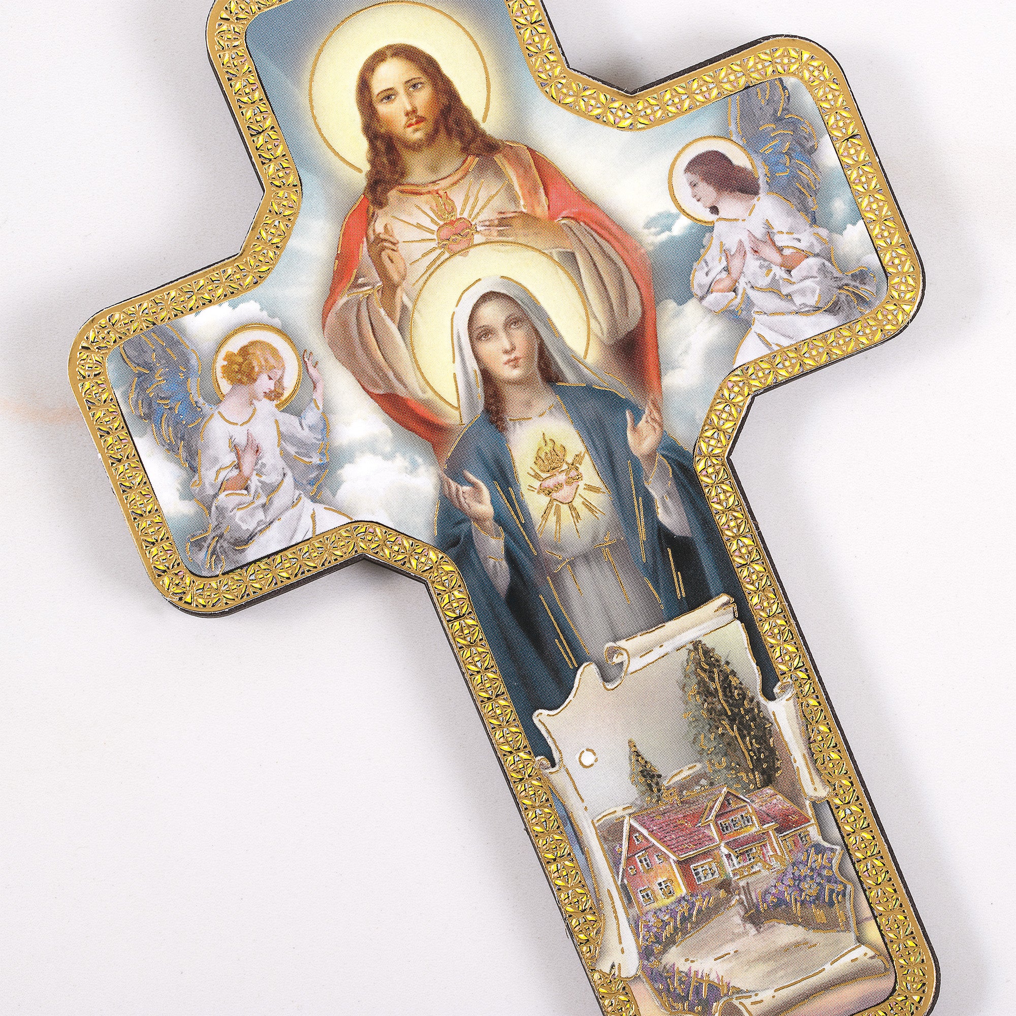 Sacred & Immaculate Hearts Home Blessing Wall Cross - 7"