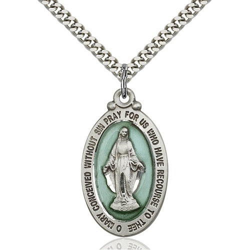 Sterling Silver Miraculous Pendant 1 18 X 5/8" | The Catholic Company®