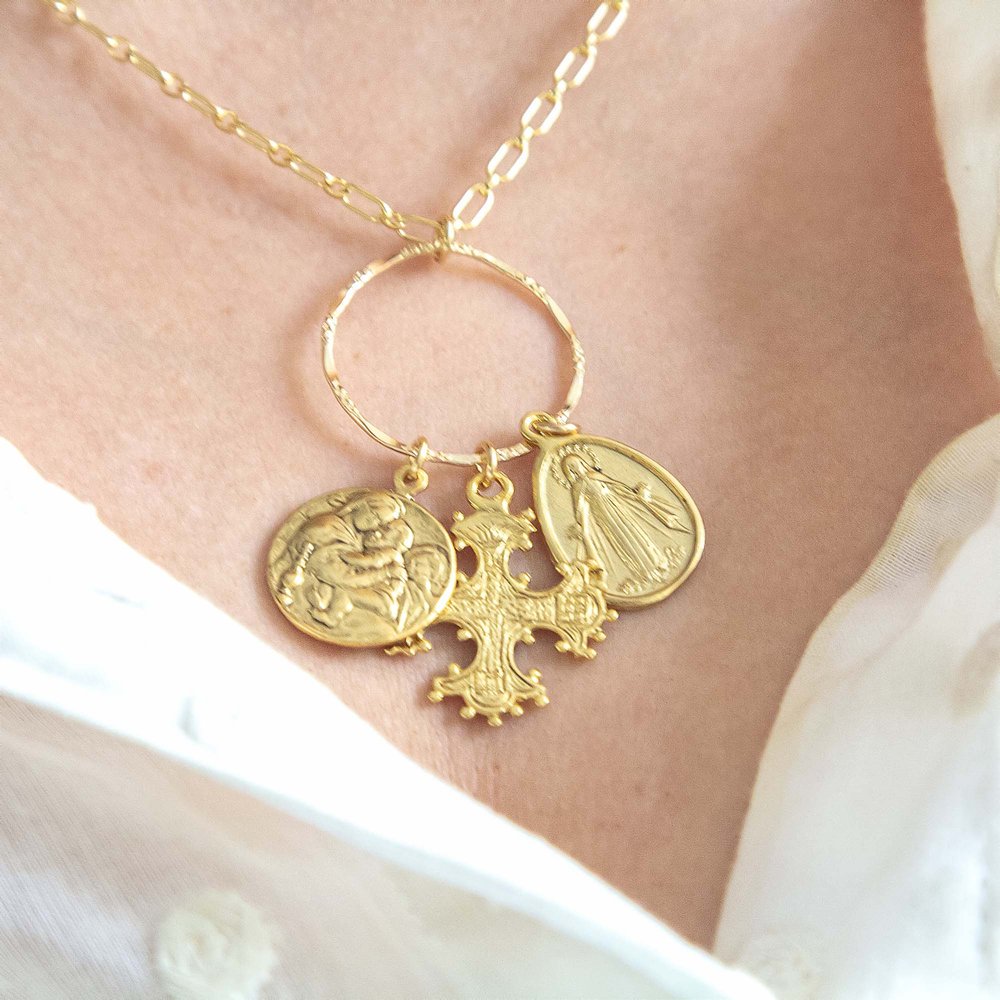 Trinity of Medallions Gold Necklace