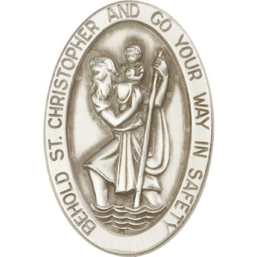St. Christopher Visor Clip, Bliss, Antique Silver