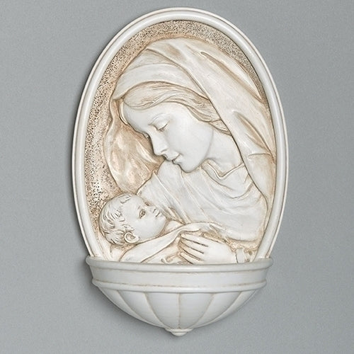 Ivory Madonna & Child Holy Water Font
