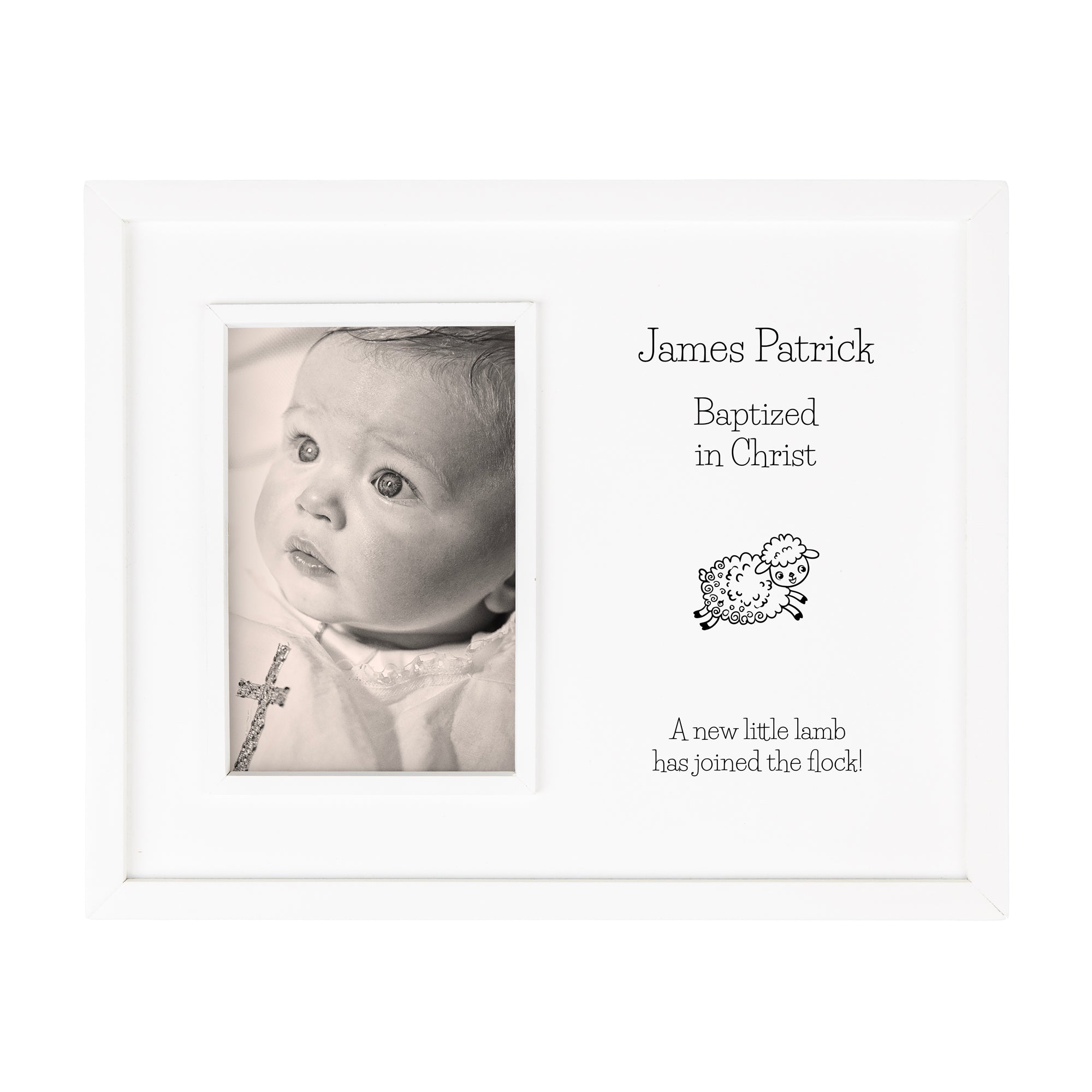 Personalized White Inset Baptism Frame - 9.5" x 12"
