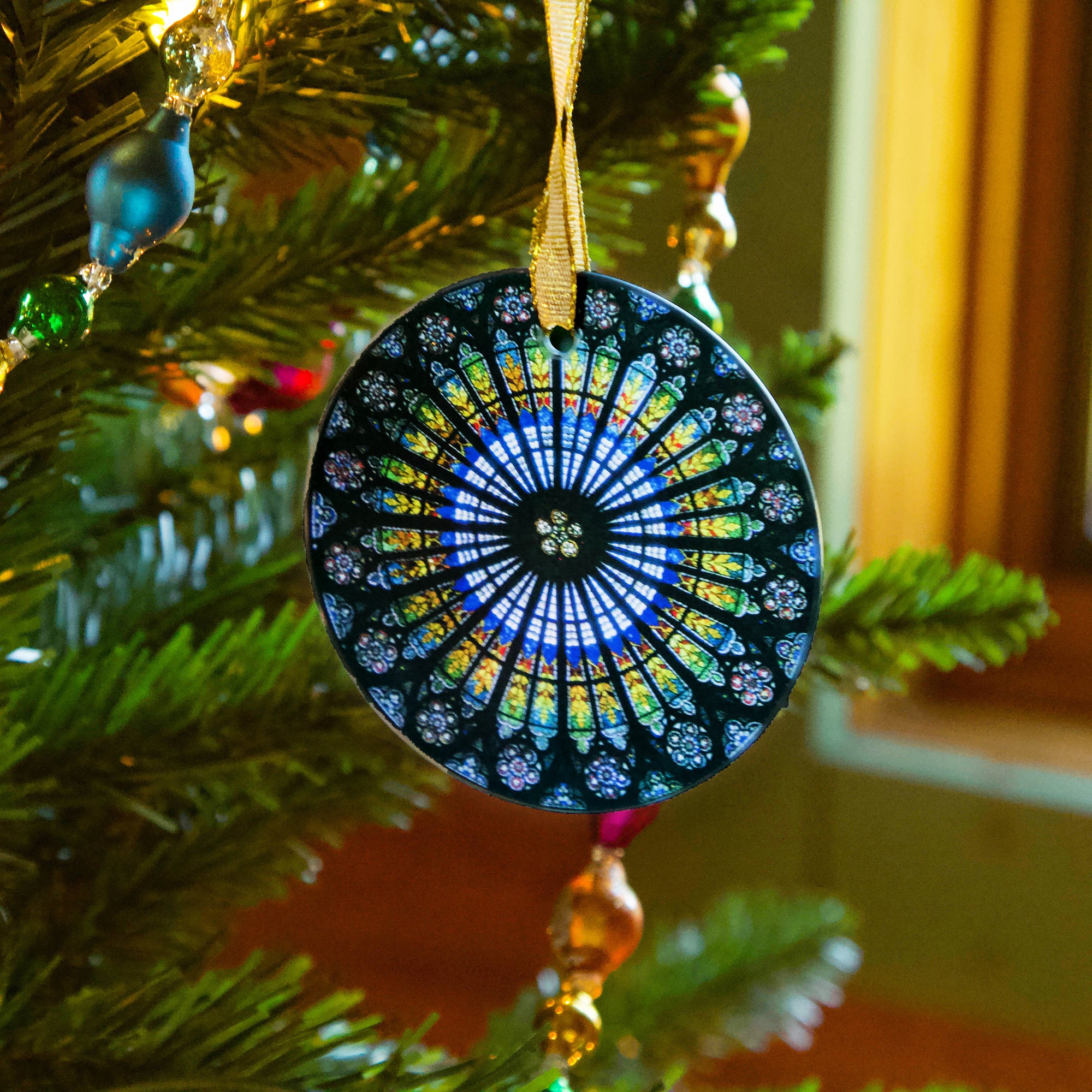 Strasbourg Cathedral North Rose Window Glass Ornament