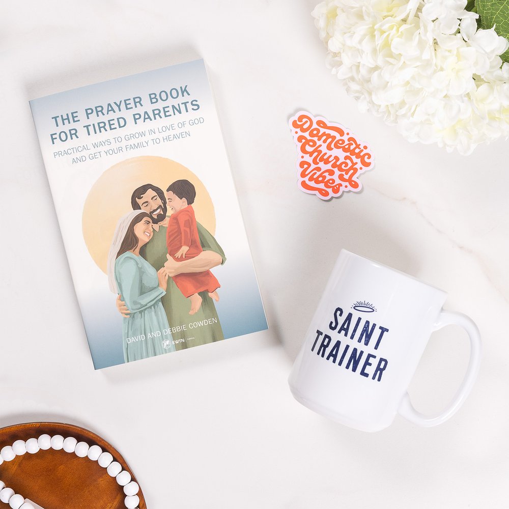 Domestic Church Parent Gift Set: Prayer Book, Saint Trainer Mug & Sticker