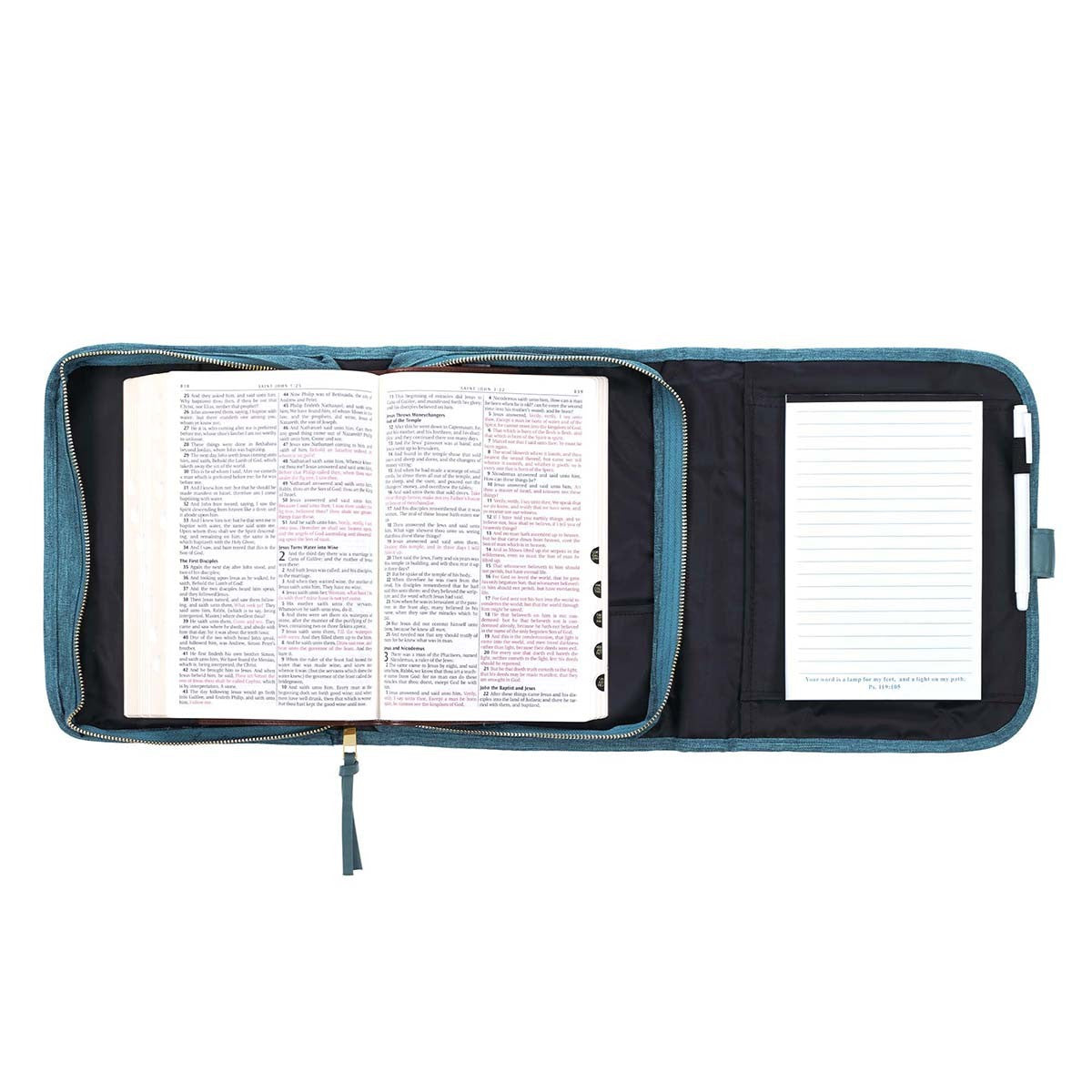 Faith Teal Tri-Fold Organizer & Bible Cover - Large