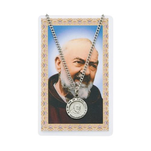 St. Pio Patron Saint Prayer Card w/Medal