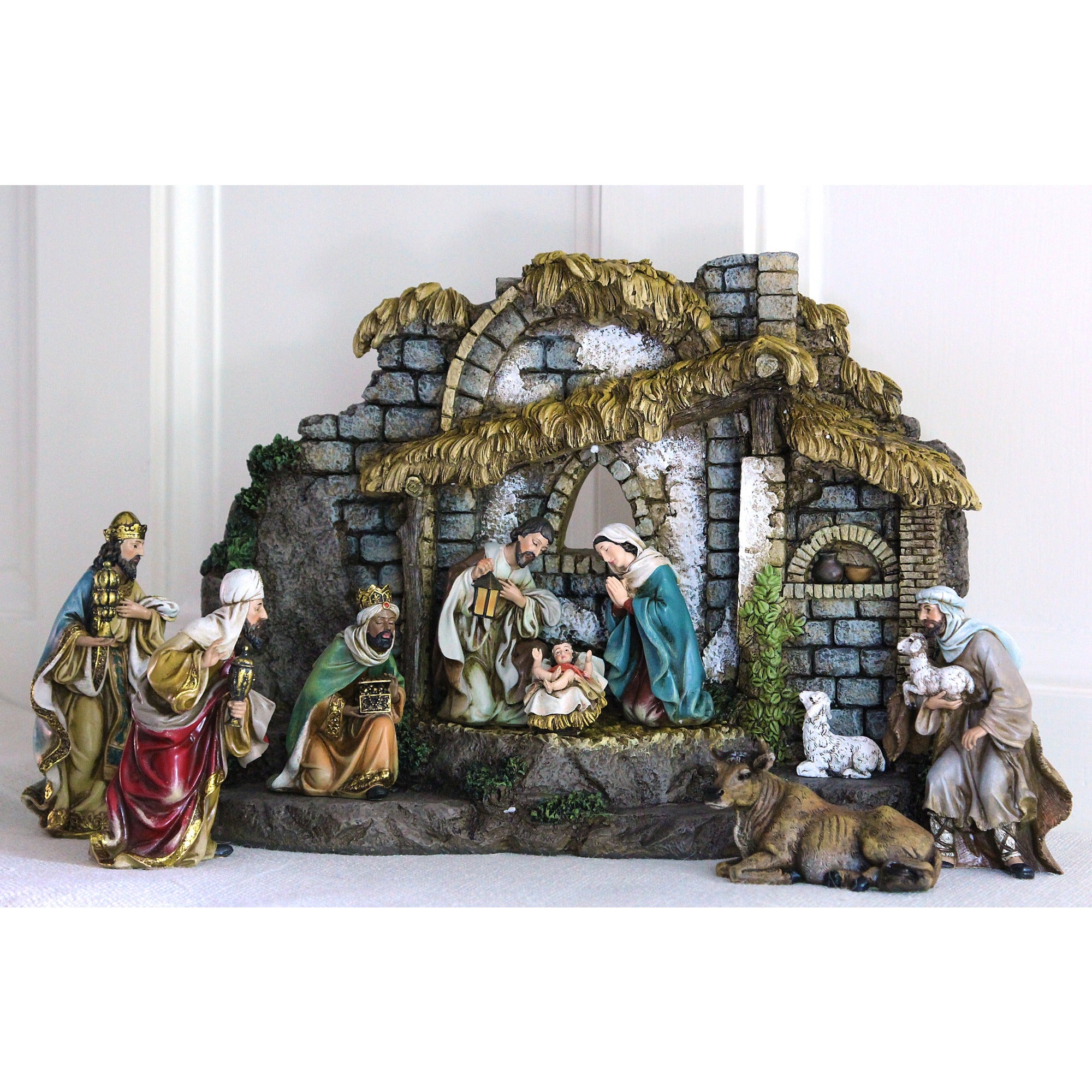 Nativity and Stable Scene 10 Piece Set with Removable Figures