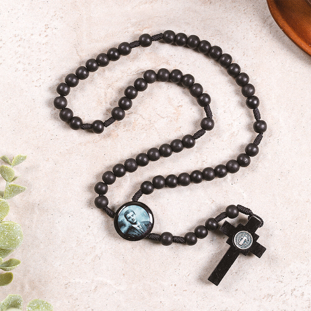 Black Wood Corded St. Pier Giorgio Frassati Rosary