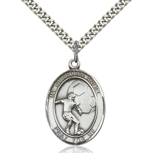Sterling Silver Guardian Angel/Soccer Pendant