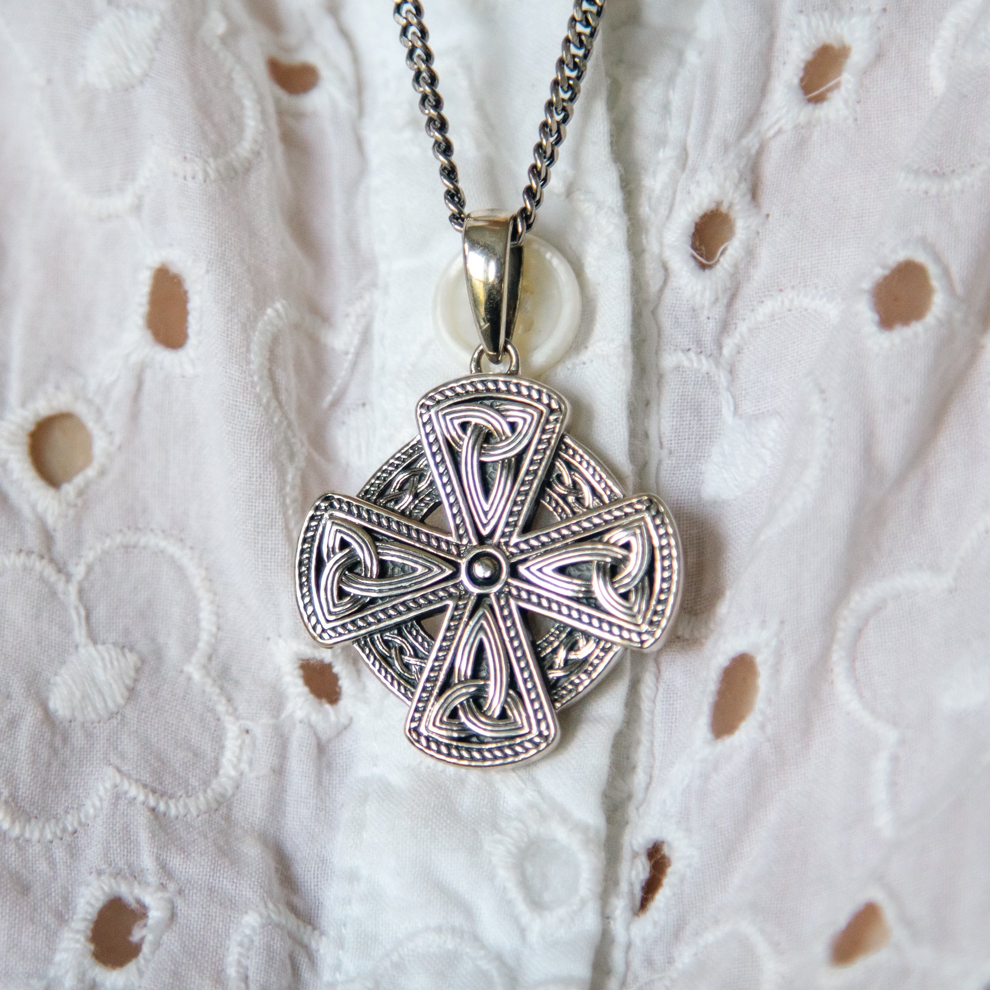 Sterling Silver Celtic Square Cross Necklace