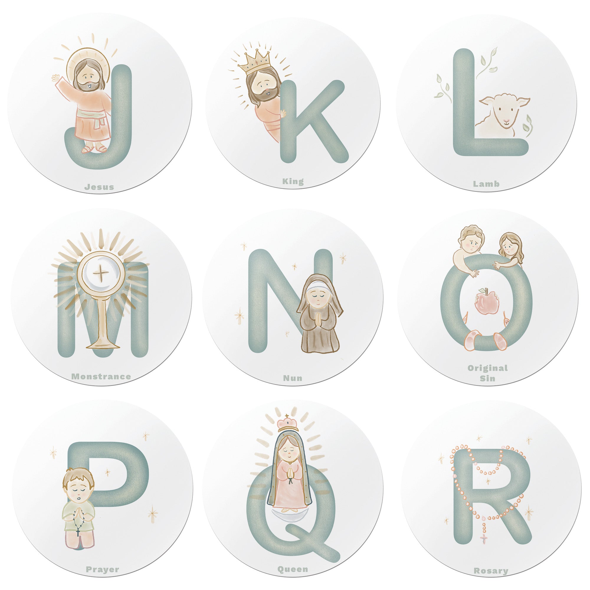 Catholic Alphabet Magnets - Set of 26
