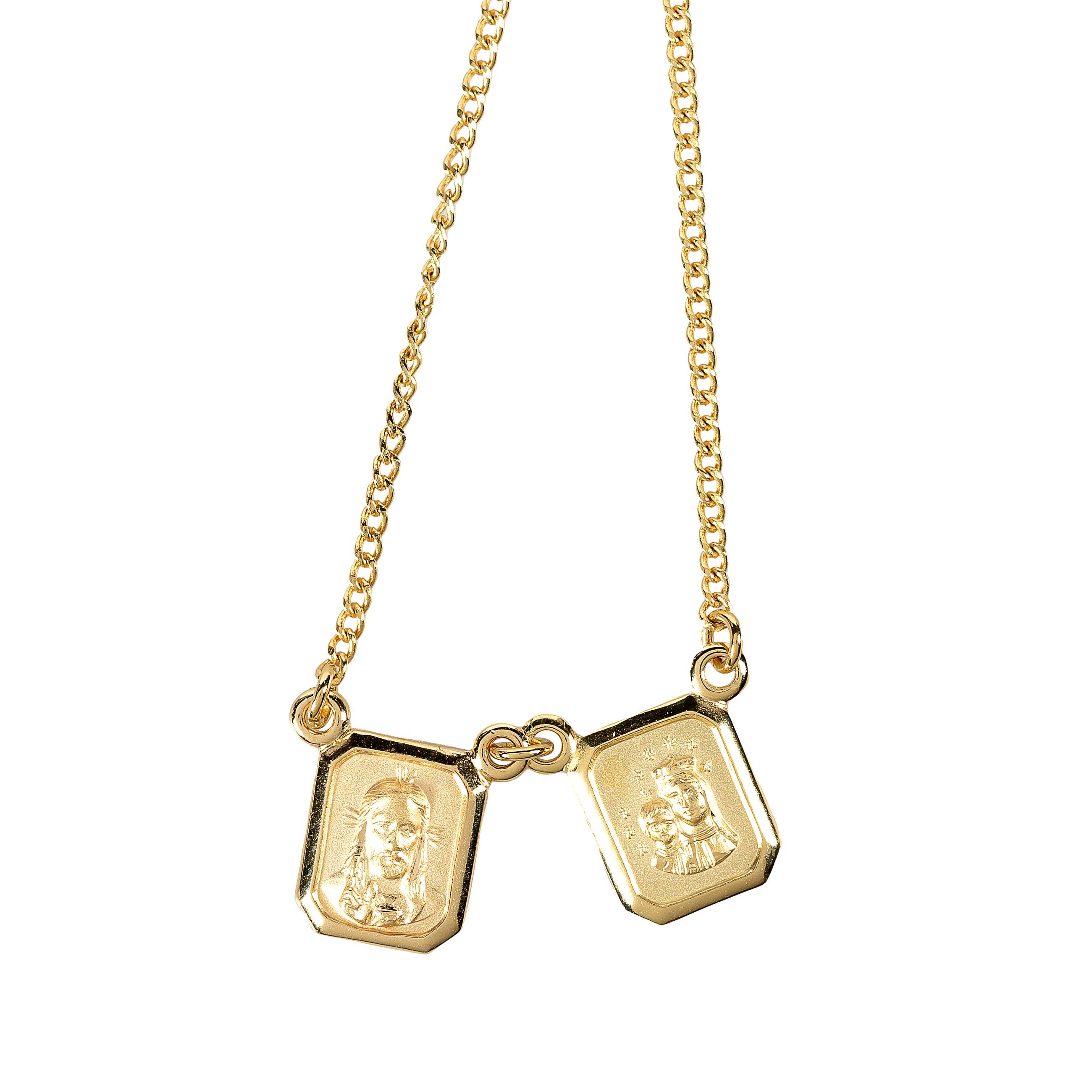 Small Gold Plated Scapular Necklace - 16"