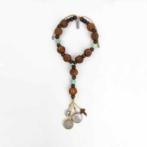 Wood and Gemstone St. Benedict Door Hanger