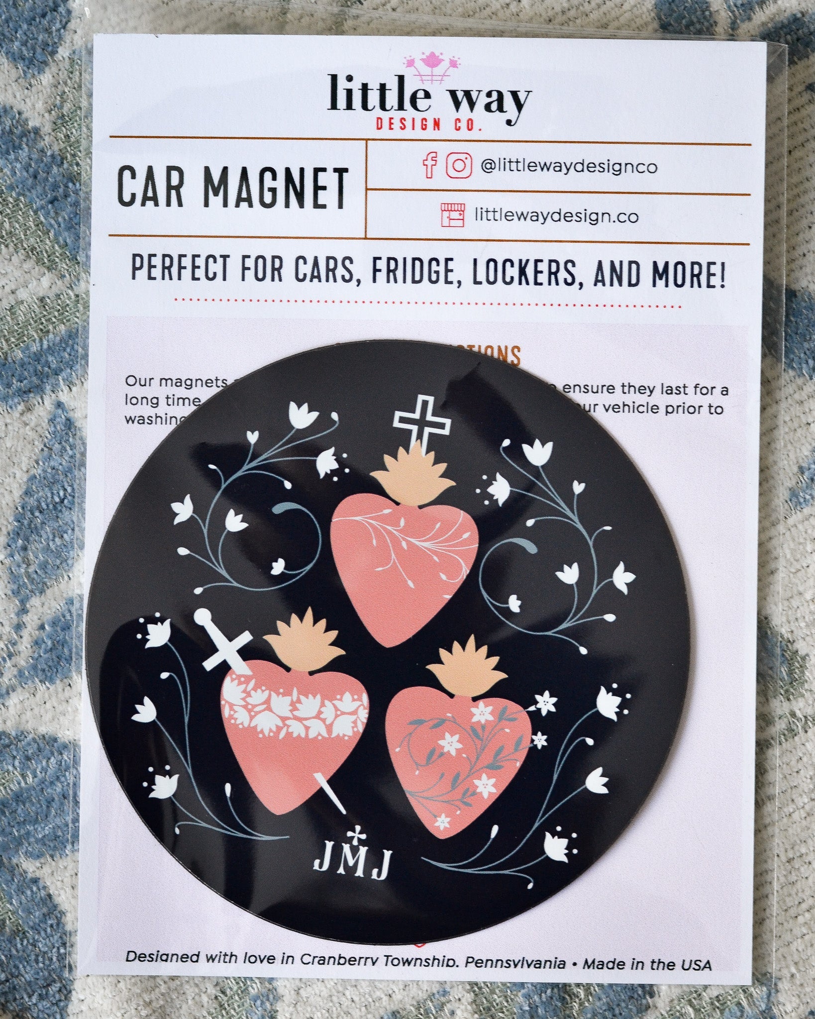 JMJ Three Hearts Car Magnet