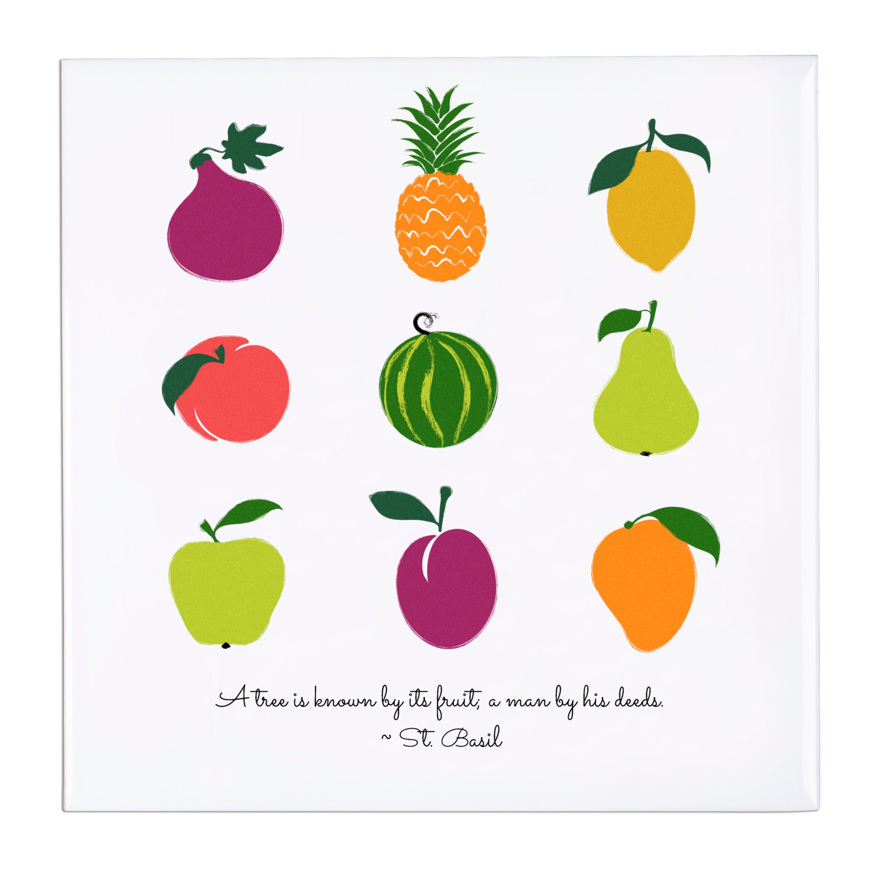 Deeds & Fruits Ceramic Tile Trivet