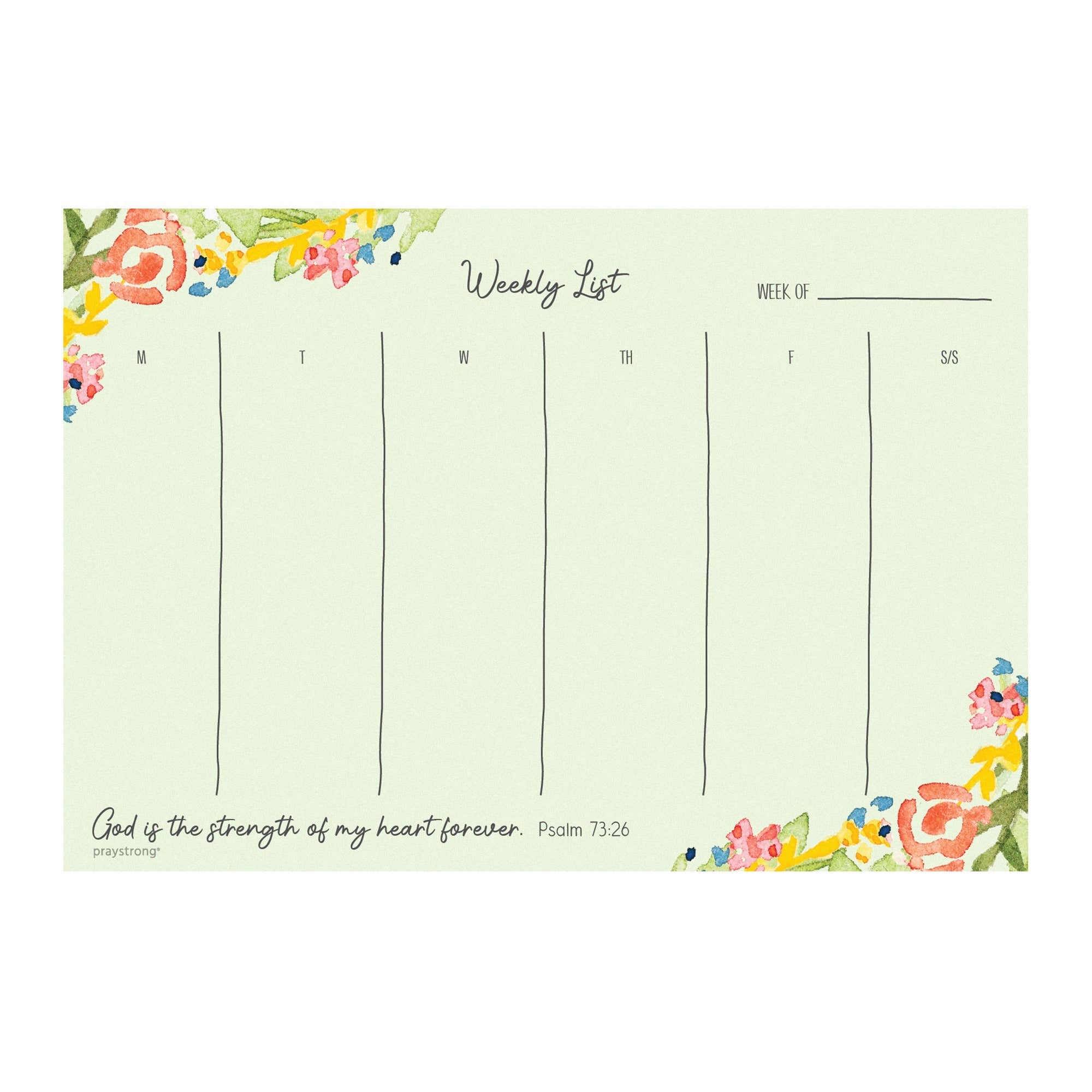 God is My Strength Weekly Agenda Pad - 5.5 x 8.5