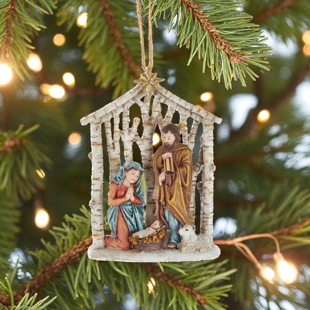Holy Family in Trees Nativity Ornament