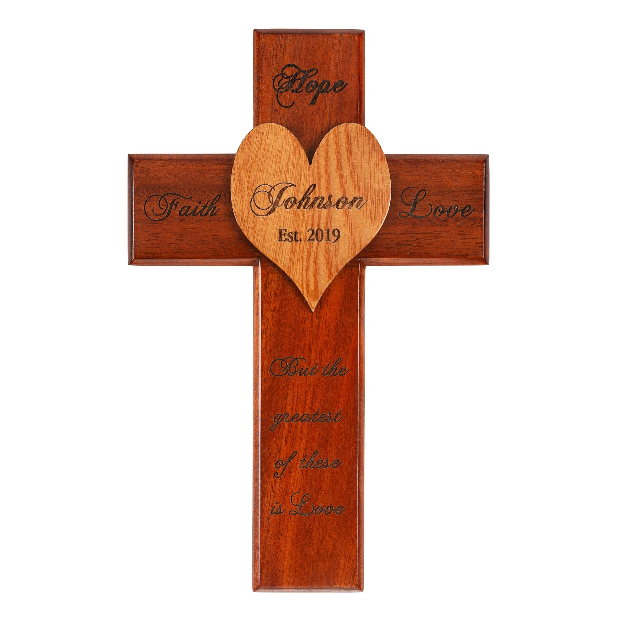 Personalized Faith Hope and Love Marriage Cross - 10 inch