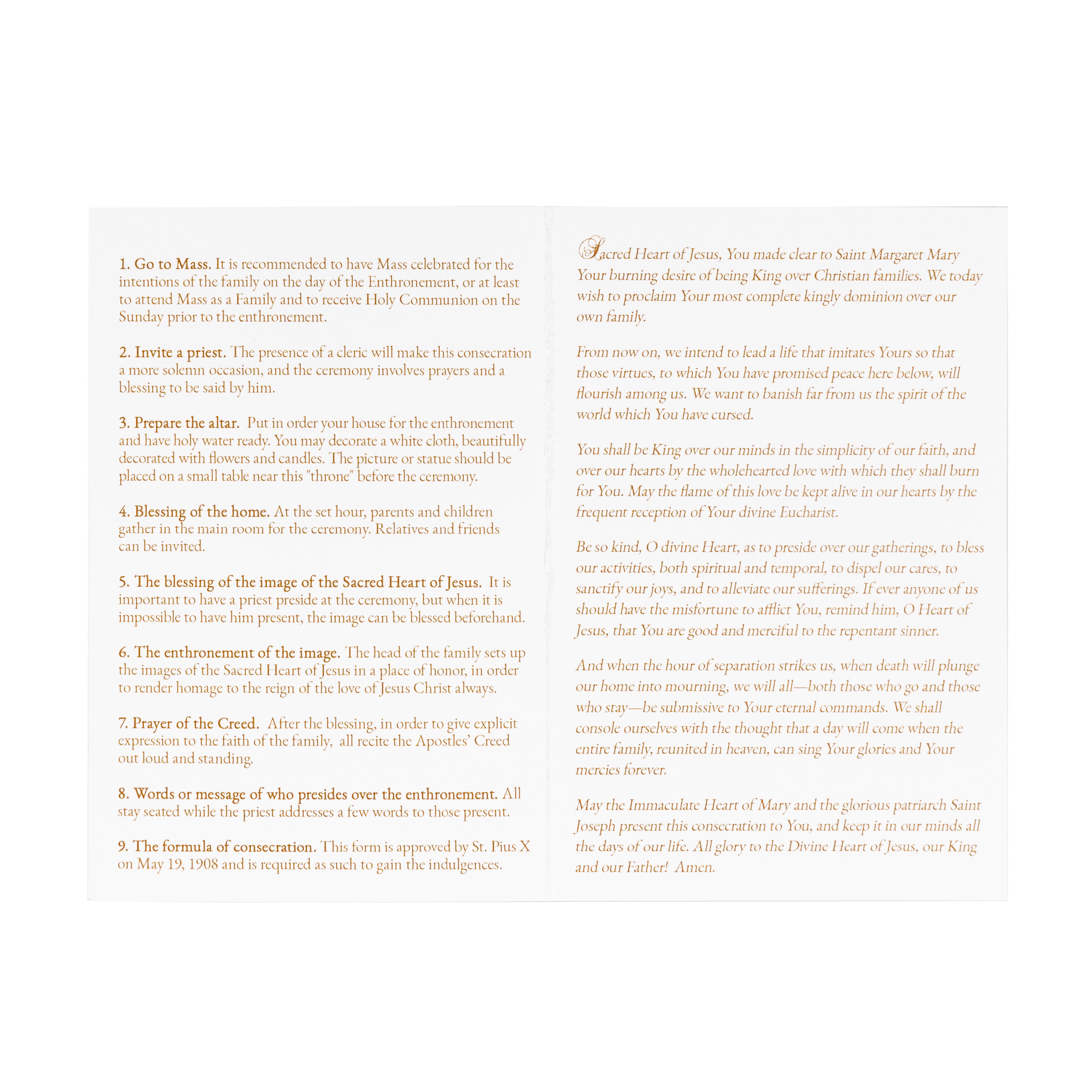 Sacred Heart of Jesus Enthronement Set