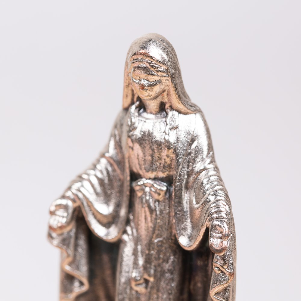 Our Lady of Grace or Our Lady of the Miraculous Medal Figurine on Olive Wood Base - 2.64"