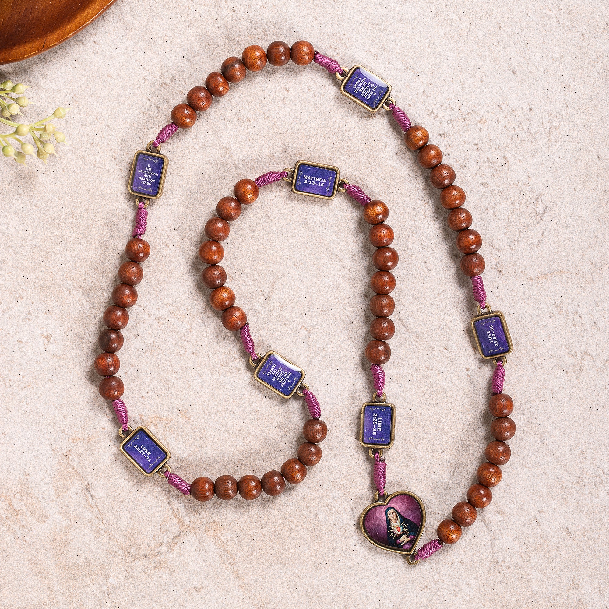 Wood & Purple Cord Chaplet of the Seven Sorrows