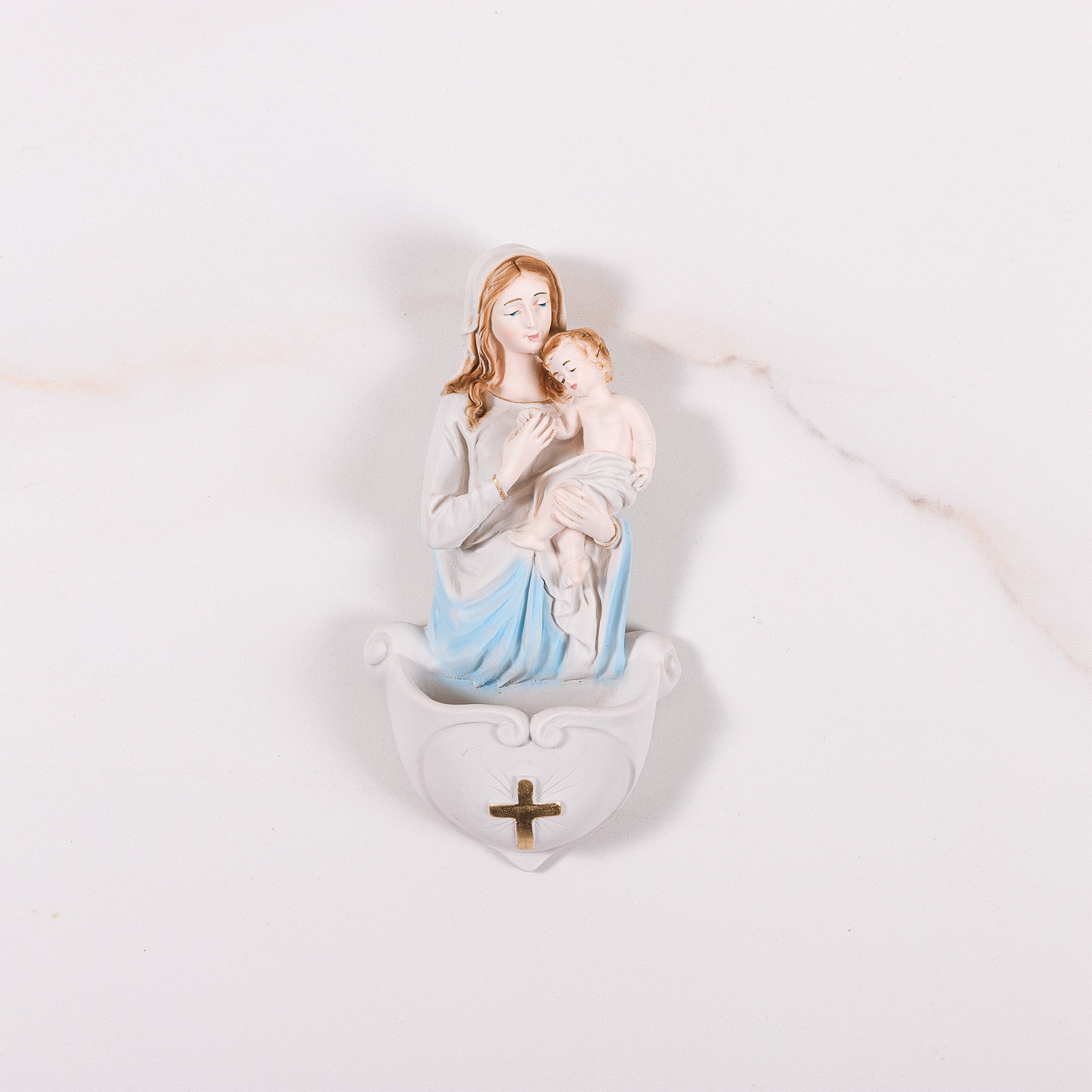 Serenity Madonna & Child Holy Water Font - 7"