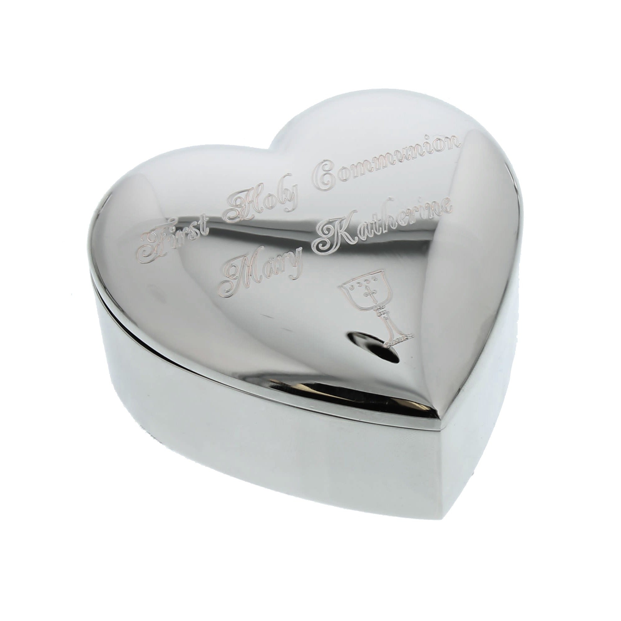 Personalized Silver Heart First Communion Keepsake Box