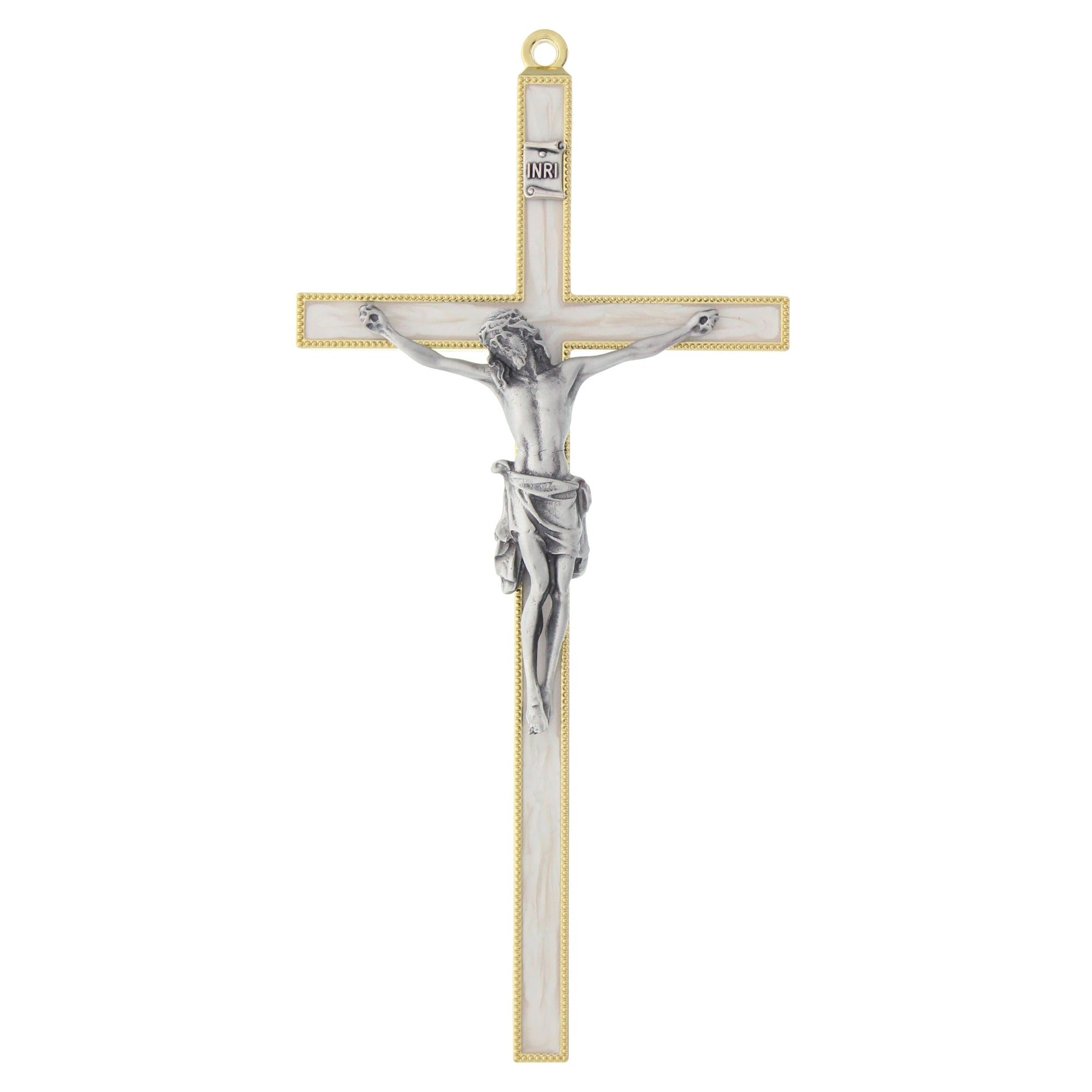 Pearlized Gold & Silver Crucifix - 7 inch