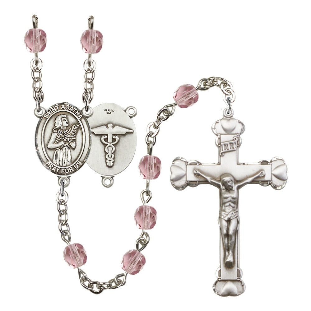 St. Agatha / Nurse Light Purple June Rosary 6mm
