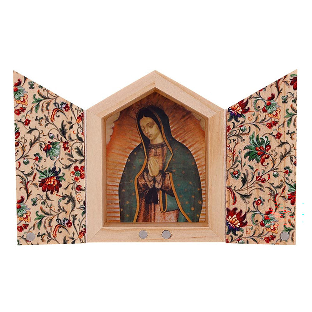 Our Lady of Guadalupe Miniature Wooden Triptych