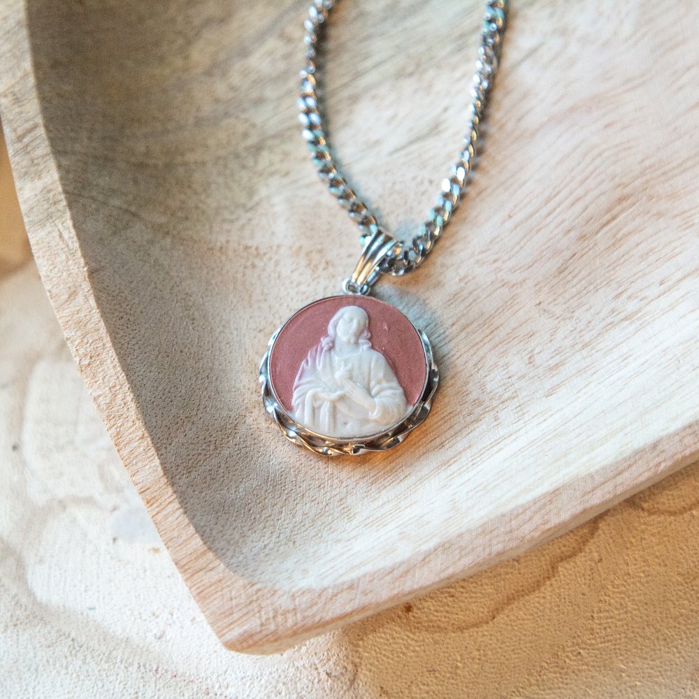 Sterling Silver Cameo - Sacred Heart of Jesus