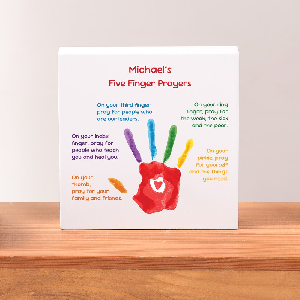 Personalized 5 Finger Prayers Kids Block Sign