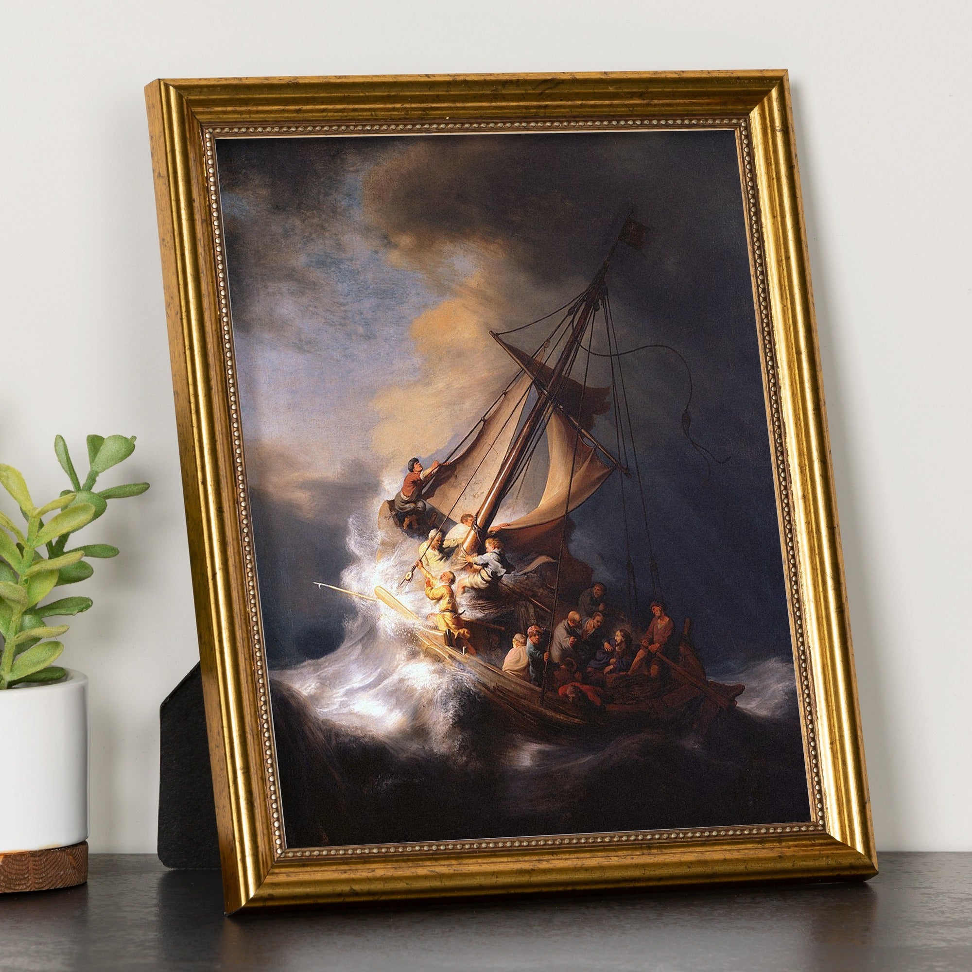 The Storm on the Sea of Galilee Gold Framed Print