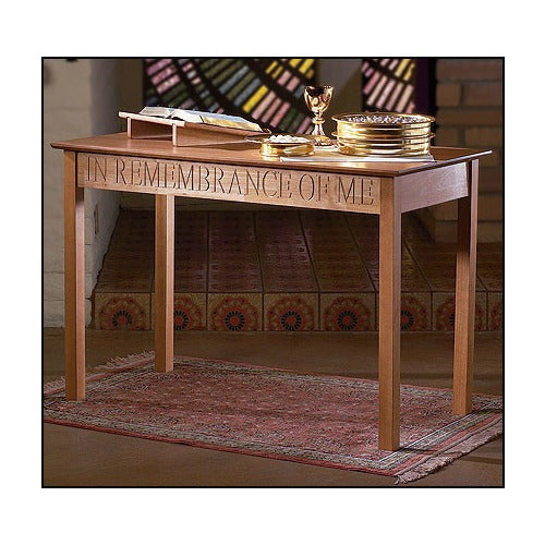In Remembrance of Me Communion Table - Pecan Finish