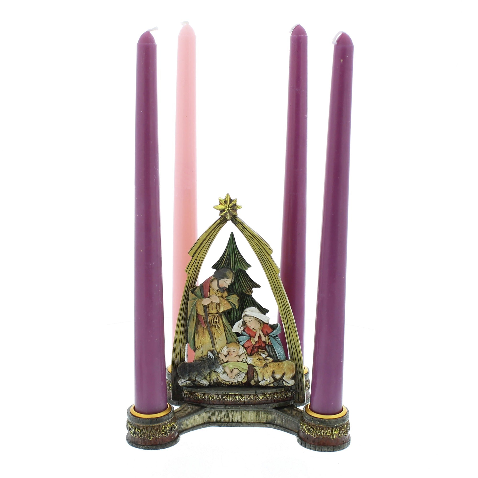 Advent Candleholder with Nativity Center