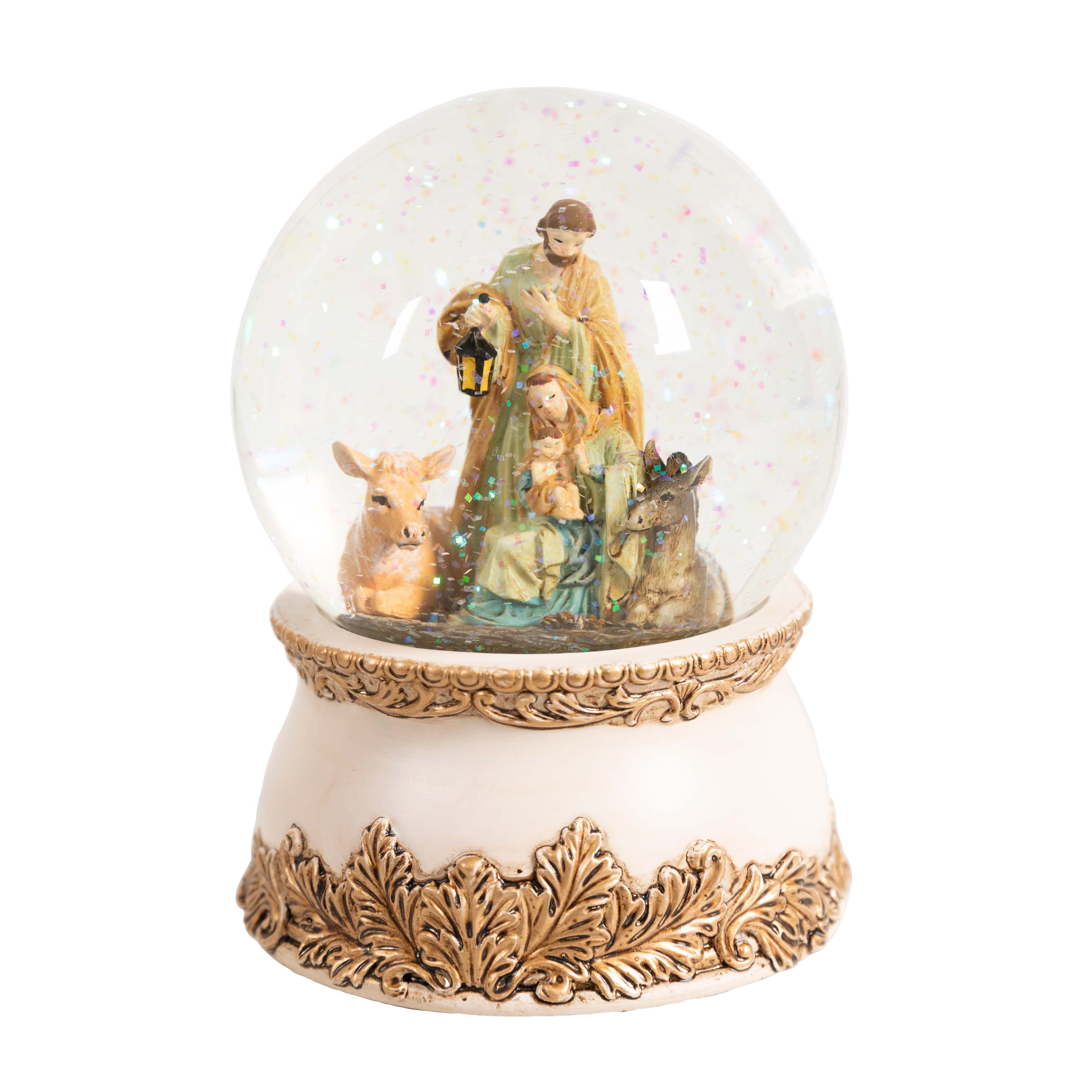 Holy Family Nativity with Animals Musical Dome
