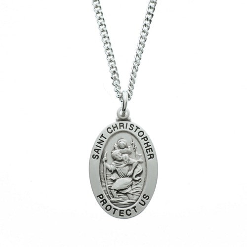 Sterling Silver St. Christopher Medal on 20 inch Chain