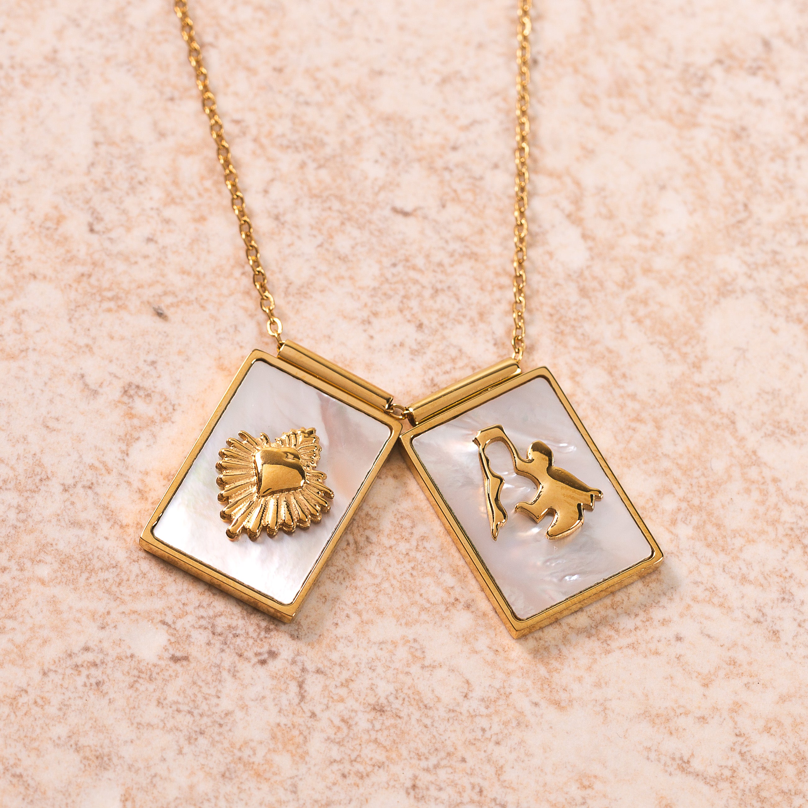 Infinity Chain Gold & Mother of Pearl Scapular Necklace