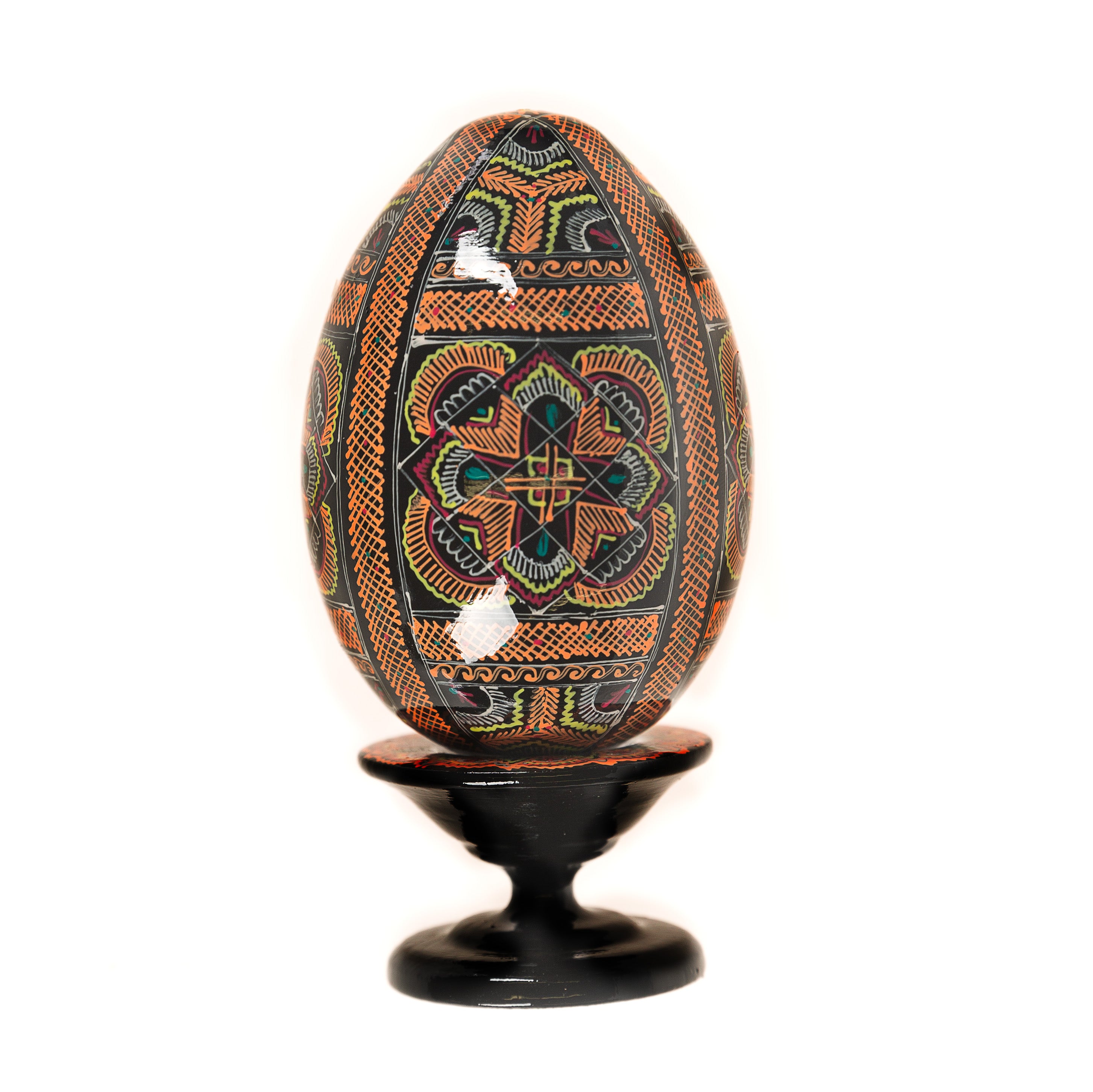 Large Ukrainian Easter Egg (Pysanky) on Stand