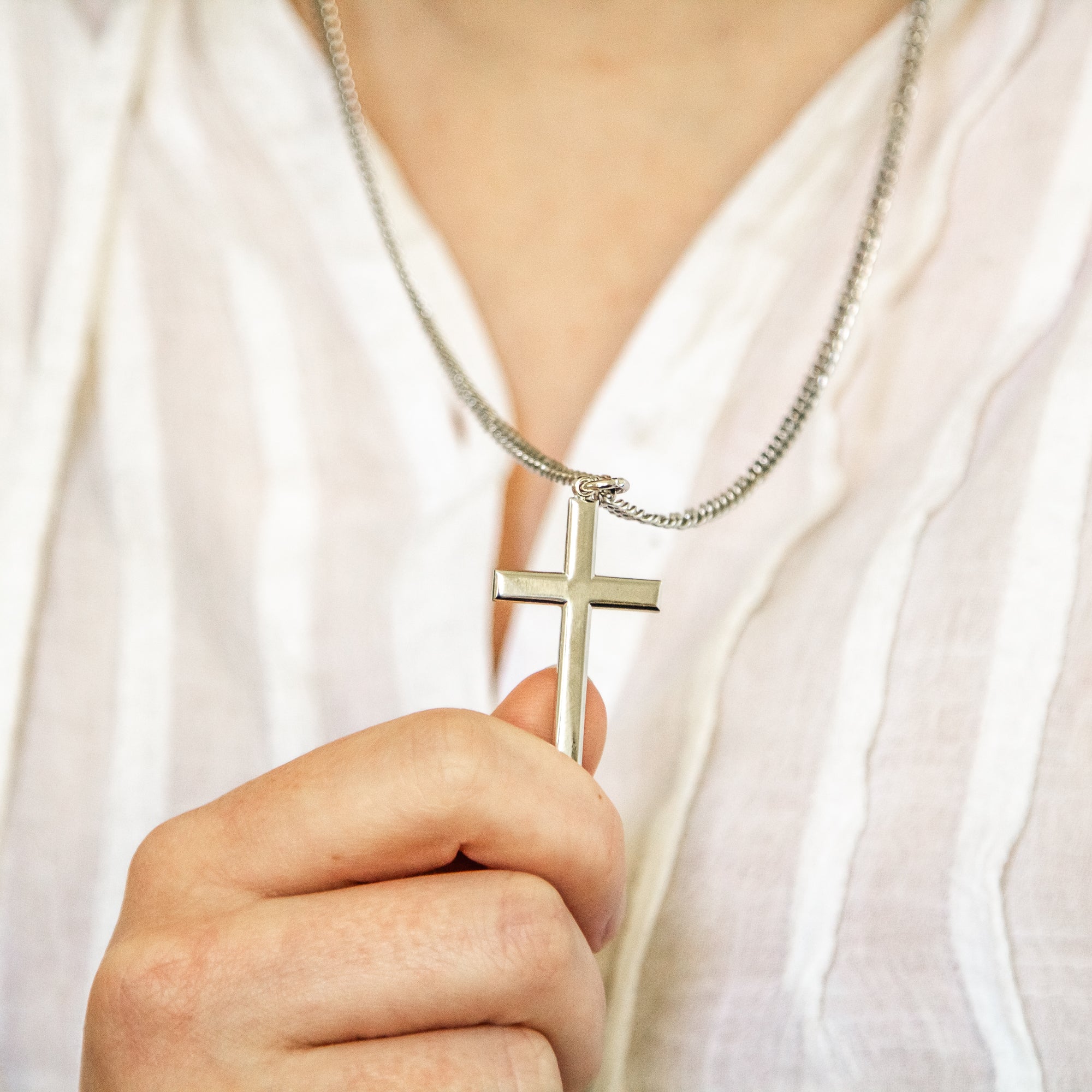 Sterling Silver Cross with 24 inch chain The Catholic Company®