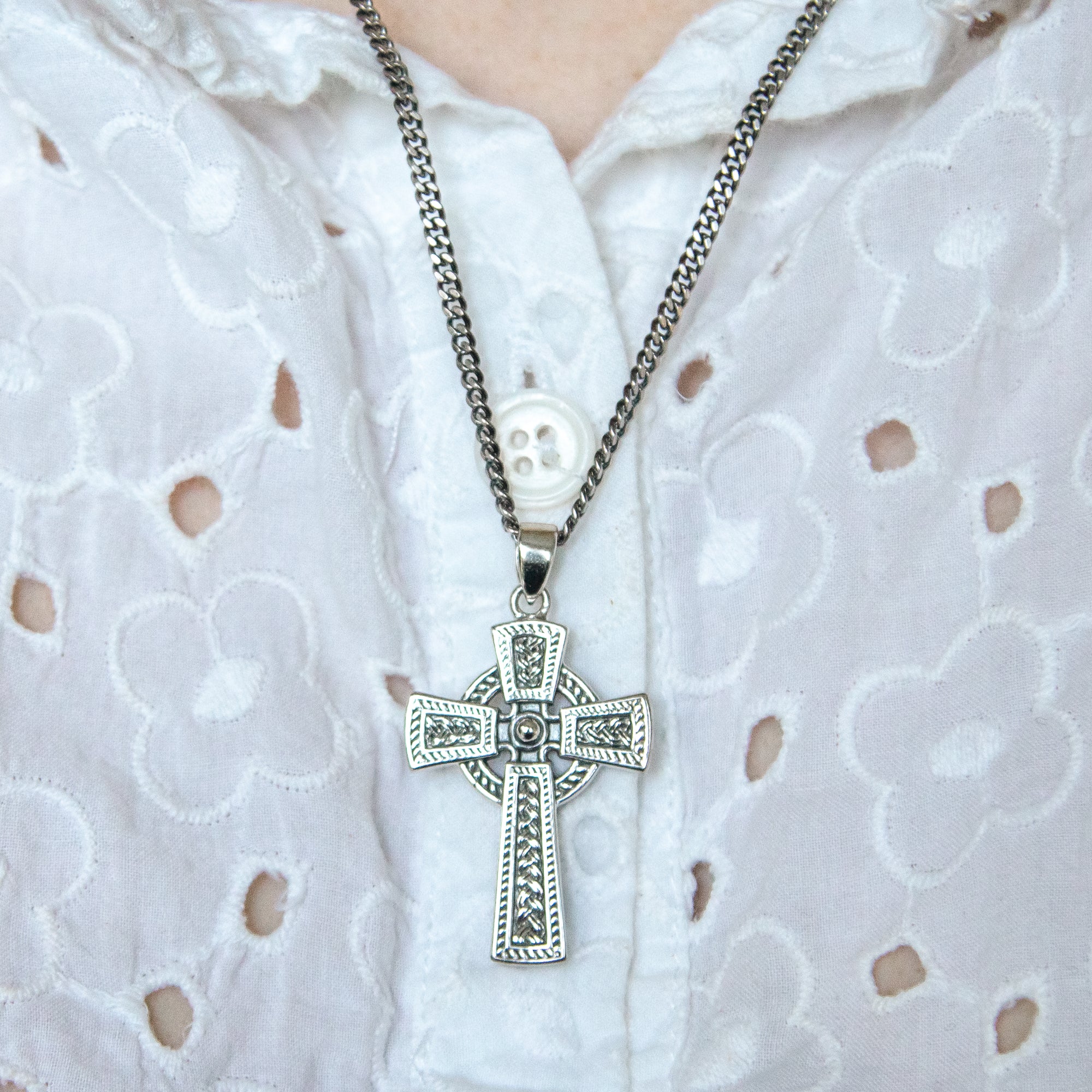 Sterling Silver Heavy Celtic Cross Necklace