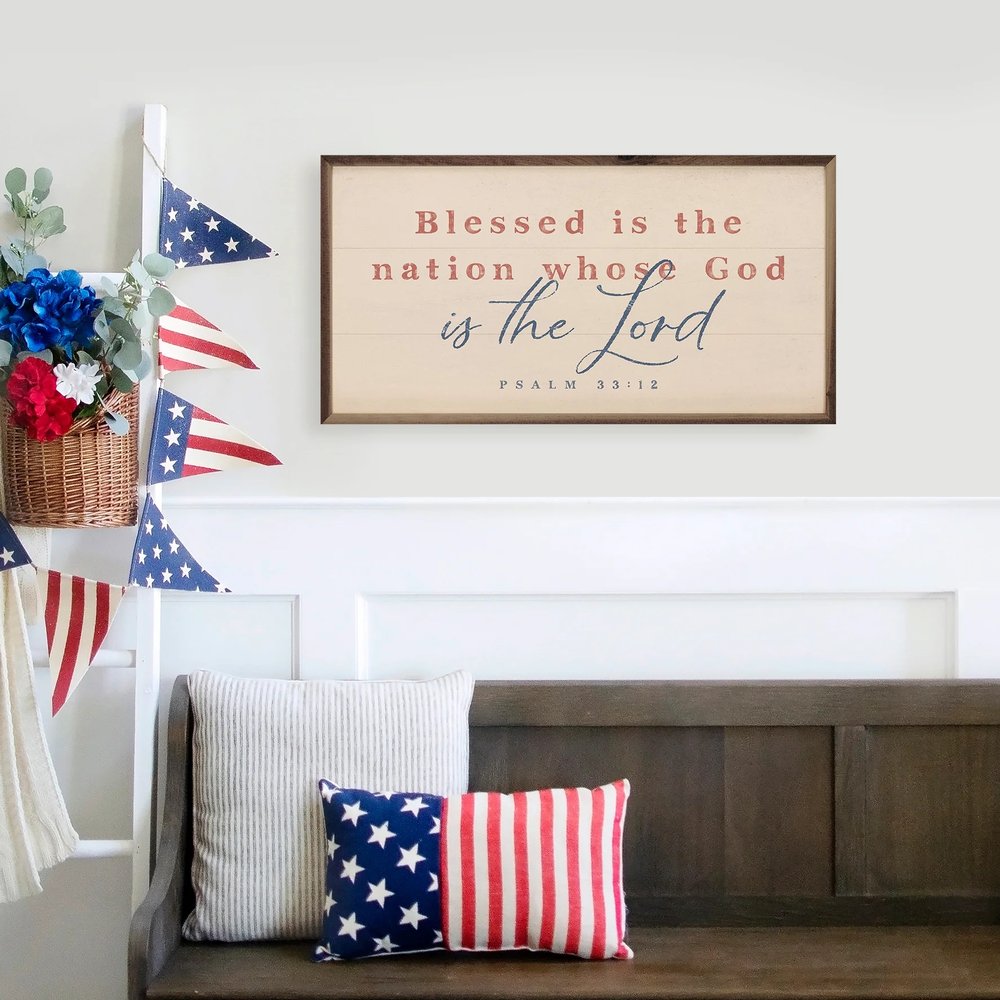 Blessed is the Nation Psalm 33:12 Framed Art