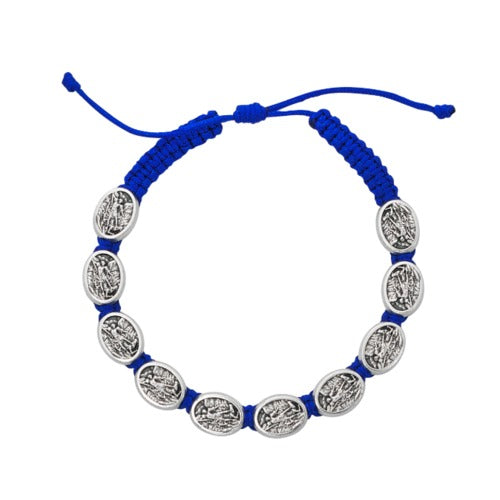 Blue St. Michael Metal Corded Bracelet