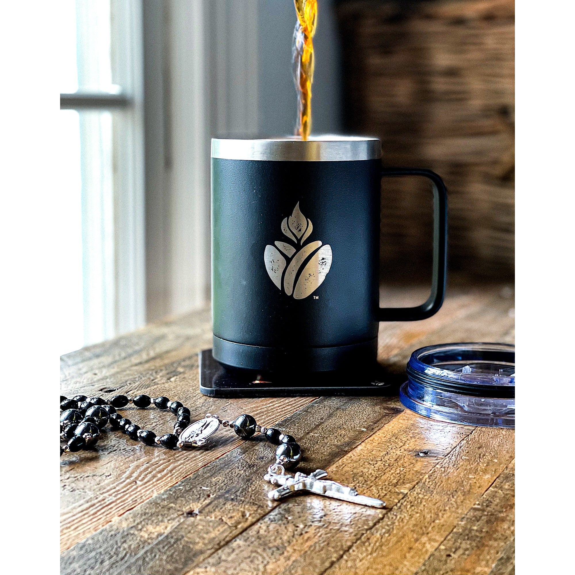 Catholic Coffee Black Travel Mug