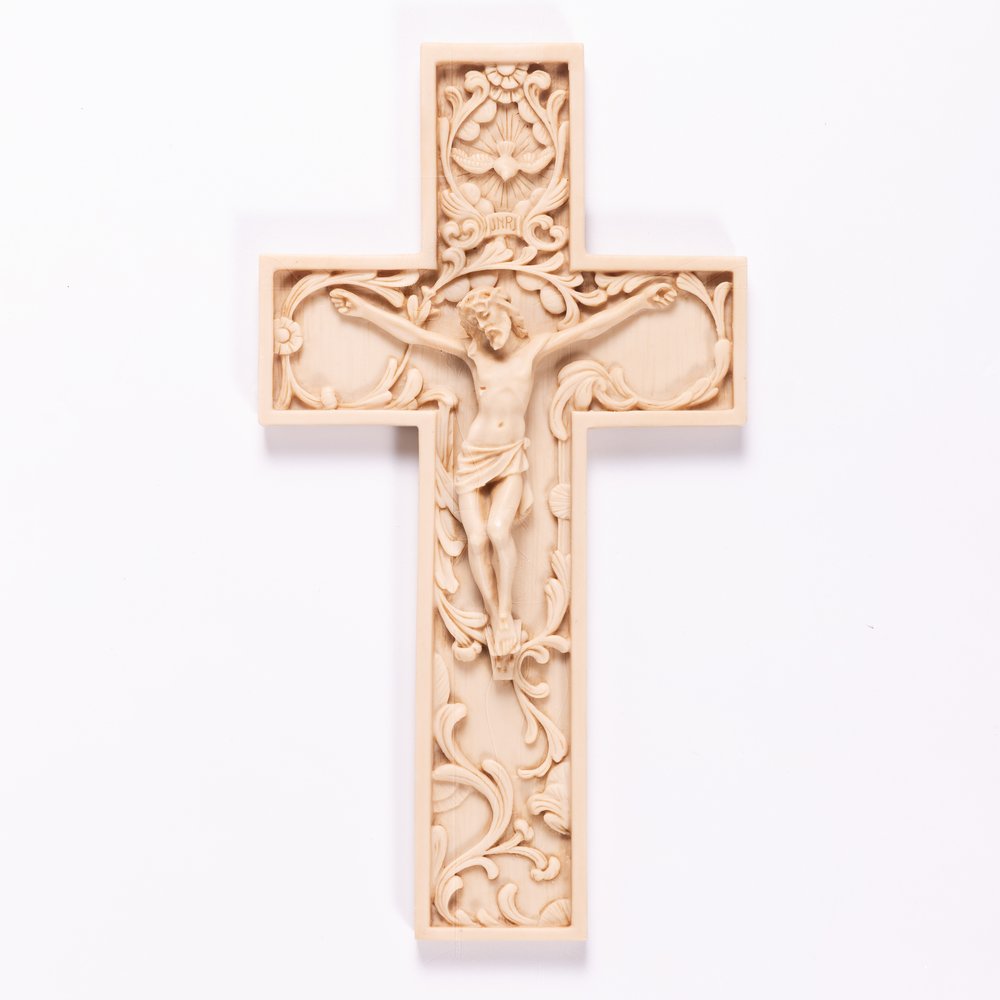 Italian Ivory Gothic Crucifix - 12"