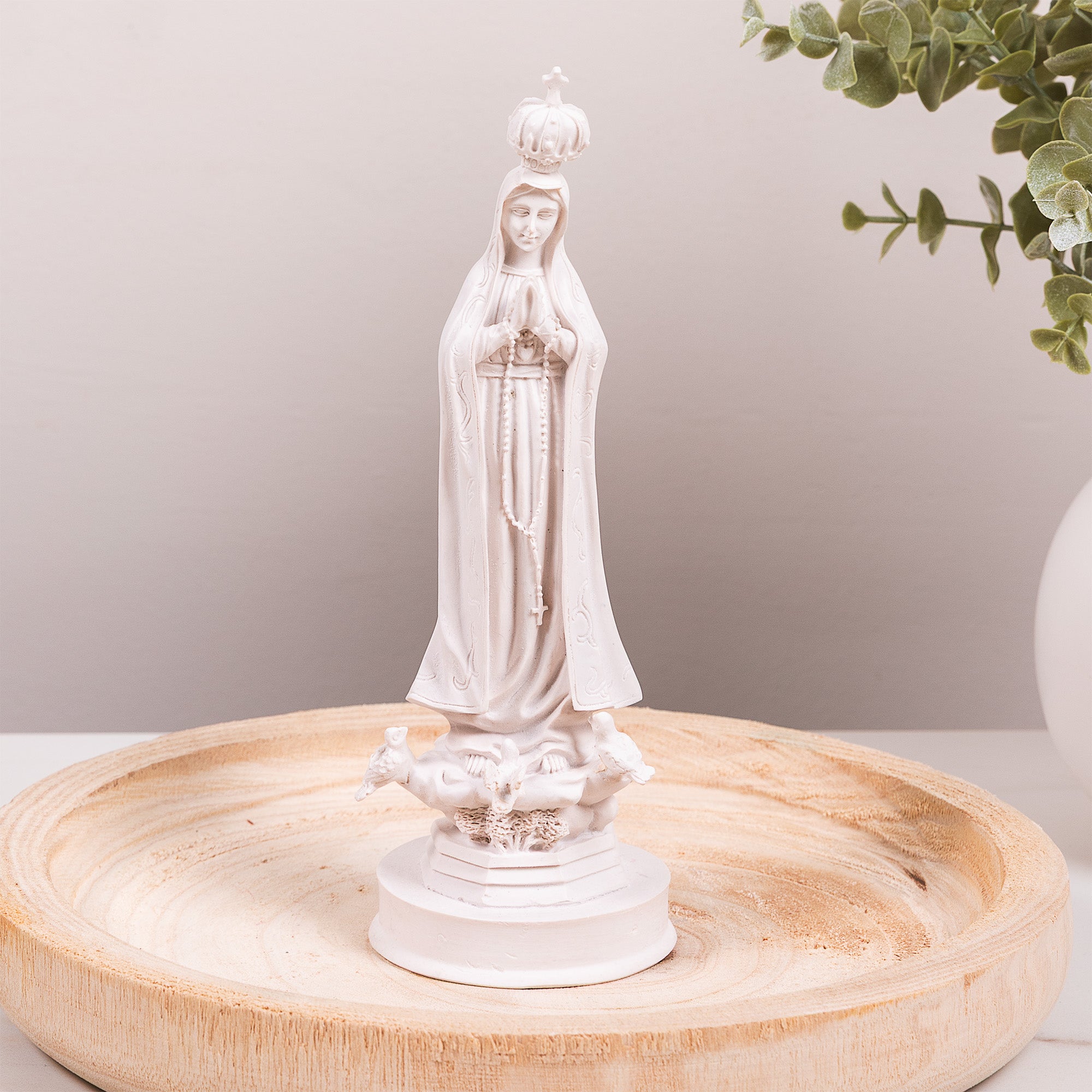 Classic White Our Lady of Fatima Statue - 8"
