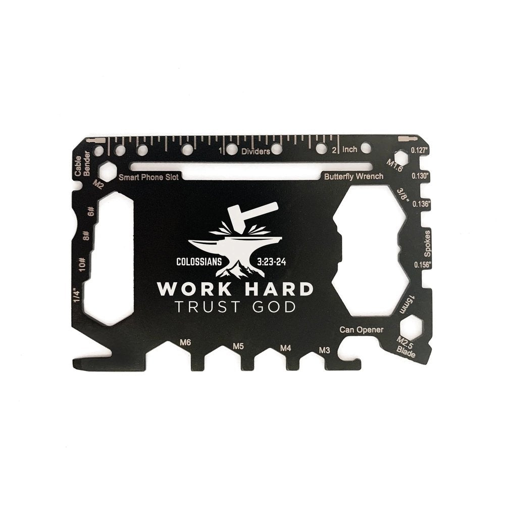 Work Hard Trust God Wallet Card Multi-Tool