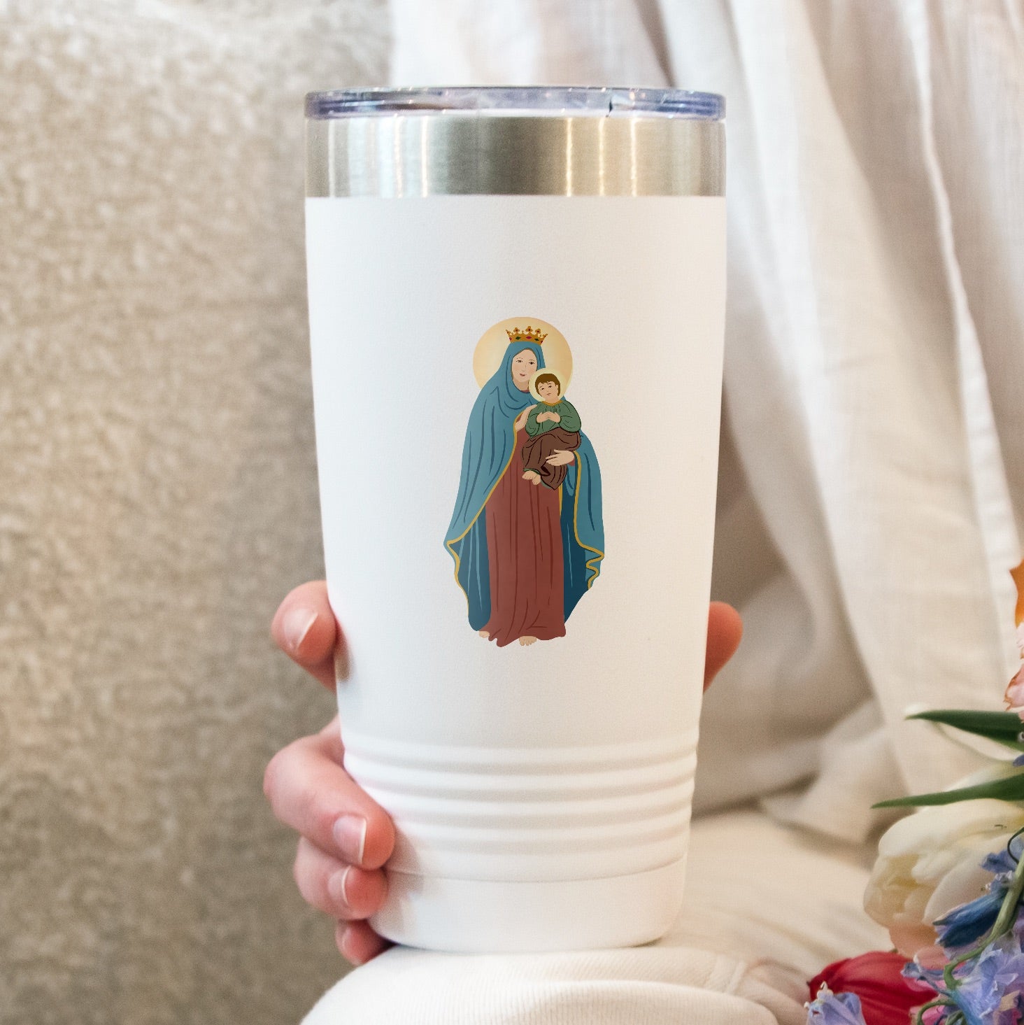 Our Lady of Perpetual Help Personalized 20 oz. White Tumbler
