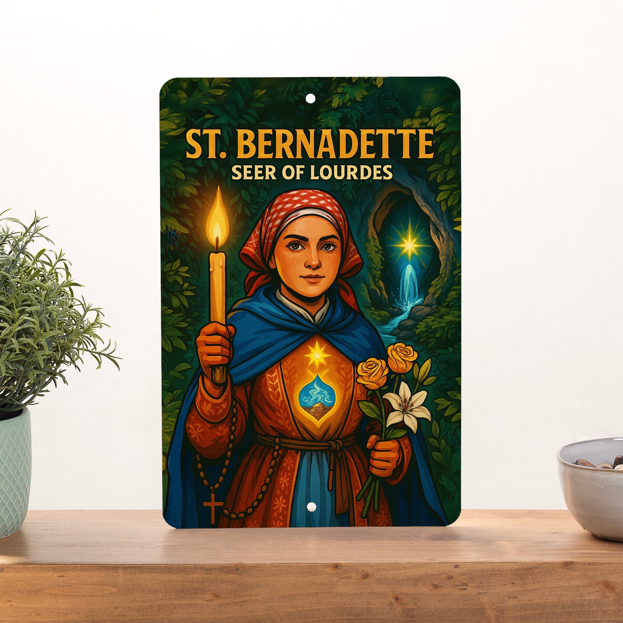 St. Bernadette Superhero Tin Sign